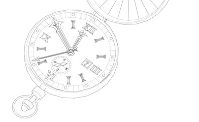 pocket watch in vintage style 3d illustration