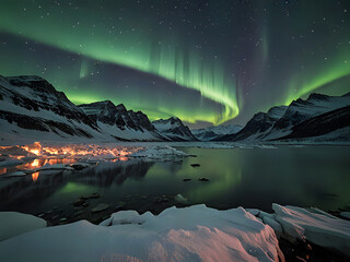 Polarlichter über einem Fjord