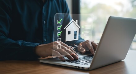 Online home inspection with digital checklist using a modern laptop device
