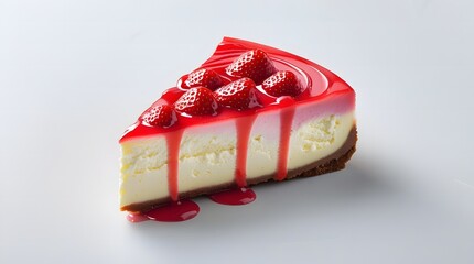 Freshly Made Cheesecake with Strawberry Sauce and Sweet Garnish