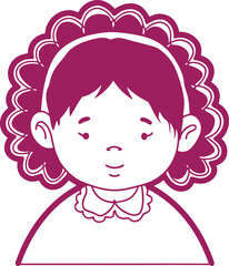 Cute Cartoon Girl with Scalloped Hair and Collar - Vector Illustration