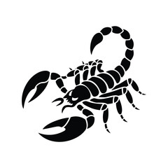 Aggressive Black Scorpion Silhouette Vector on White Background
