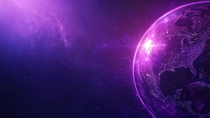 Fototapeta premium Purple Planet: A Cosmic Night View of Earth