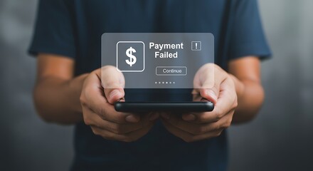 Frustrated user sees 'Payment Failed' on a smartphone banking app interface