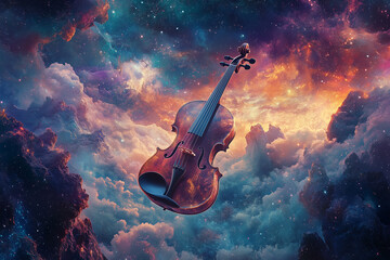 Fototapeta premium Stringed Instrument In A Cosmic Nebula