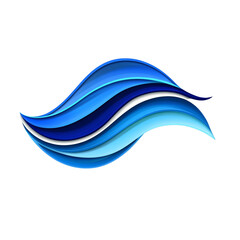 Stylized blue wave design against a transparent background