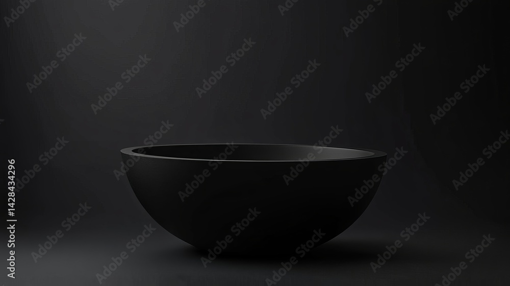 Poster elegant black bowl studio photography minimalist dark background simple design empty modern containe