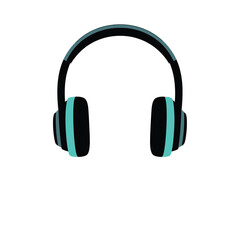 Vector logo of modern headphones with black silhouette, teal pads, and grey headband — features geometric style, visual clarity, and symmetry, ideal for music, podcast, and tech designs.

