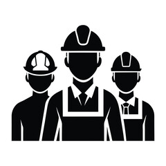 Industrial worker team silhouette on white background vector illustration