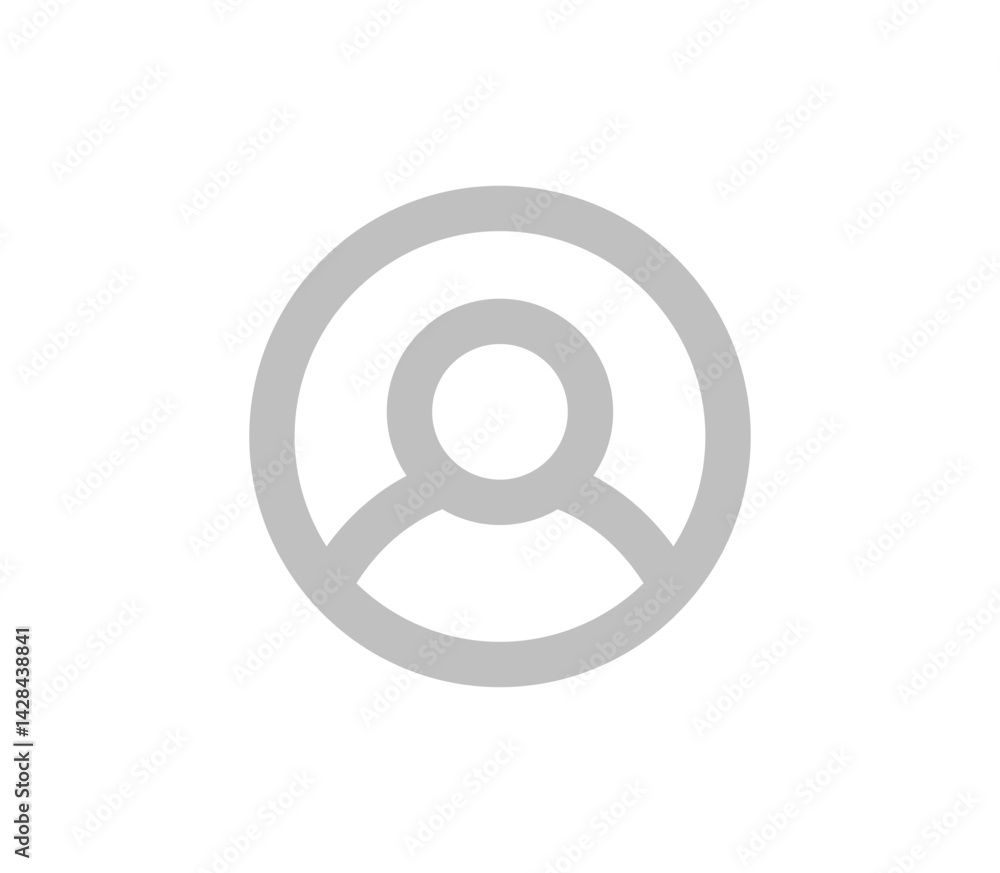 Poster a minimalist gray user profile icon, ideal as a placeholder or generic avatar. represents a person, 