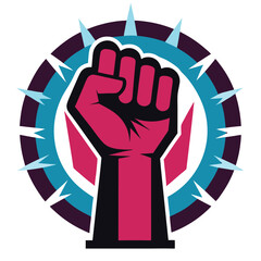 Raised worker fist symbol on white background vector illustration