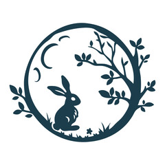 Mid-Autumn Festival Rabbit Silhouette Full Moon - Mid-Autumn Festival (中秋节) Full moon with a rabbit silhouette inside, referencing the Jade Rabbit legend