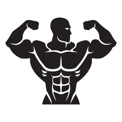 Strong Man Body builder silhouette vector