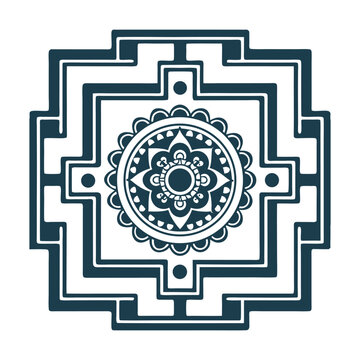 Minimalist Yantra Mandala - Symmetrical Geometric Design - Mandala (Yantra) &ndash; A symmetrical geometric pattern with a bindu (center dot)