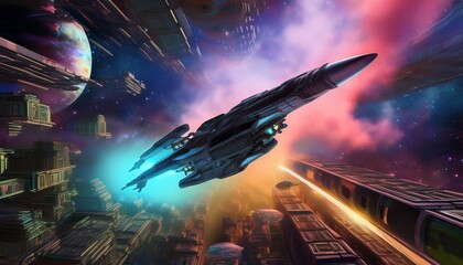 Naklejka premium ufo in space