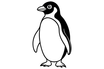 Penguin line art vector illustration and white background