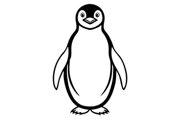 Penguin line art vector illustration and white background