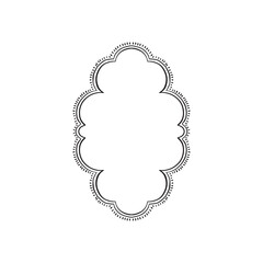 A scalloped floral edge border for invitations or signage. Hand drawn in sketchy style with dashes and decorative elements. 