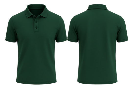 Dark Green Polo Shirt Front and Back view Mockup Isolated on Transparent Background