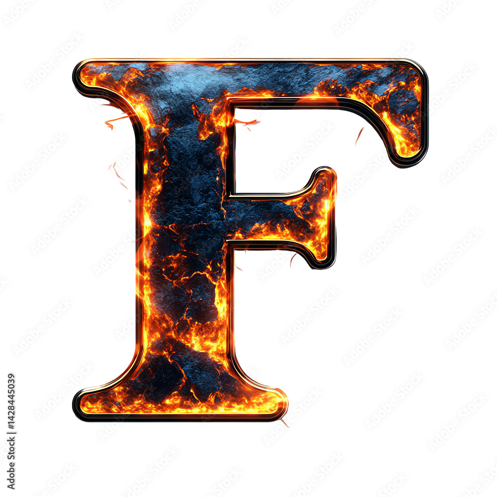 Fototapete fiery letter f with transparent background a vivid and intense graphic design element