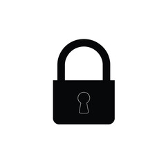 Minimalist black padlock logo with rounded top and clean geometric shapes — symmetrical, balanced design ideal for security, privacy, and digital protection branding on a white background.

