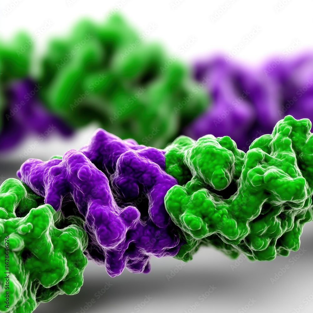 Poster this image depicts a close-up view of molecular structures, showcasing intricate details in vibrant 