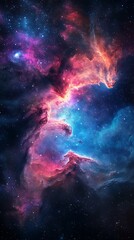 Vibrant Cosmic Scene Mobile Wallpaper  Swirling Pink Purple & Blue Nebulae in Deep Space | Ethereal HD Design

