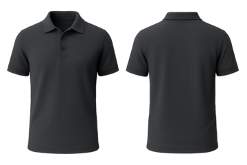 Dark Grey Polo Shirt Front and Back view Mockup Isolated on Transparent Background