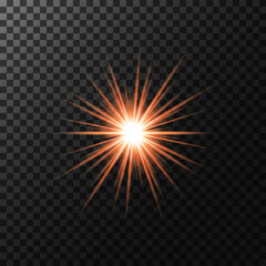 a star, a flash above a new one, orange in color