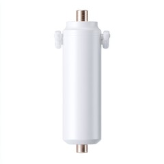 A sleek, cylindrical water filter with metallic connectors, designed for effective filtration and easy installation in home water systems.