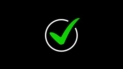 white and green check mark animation on transparent background – approved tick mark, check box, right mark icon, tick box, and green checkmark symbol. - Powered by Adobe