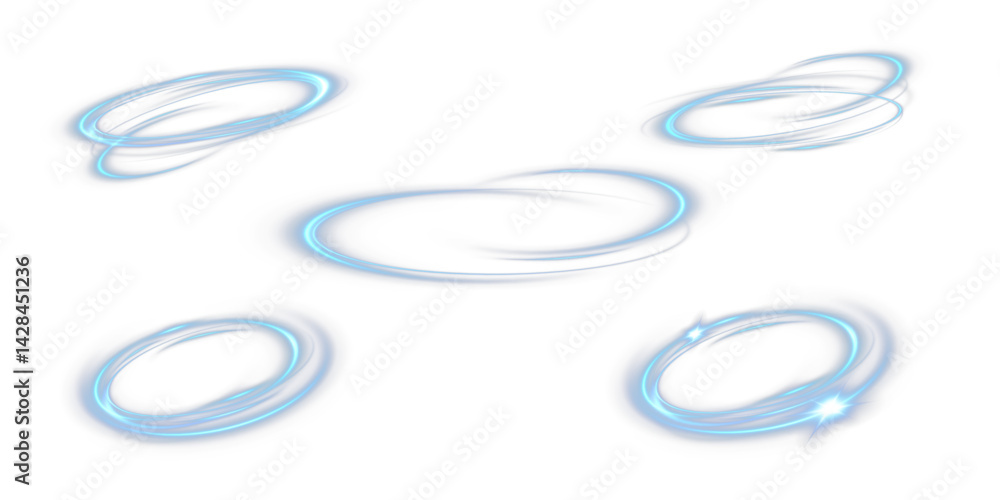 Canvas Prints set of blue circular effects, background. light effect movement