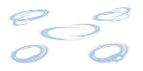 Set of blue circular effects, background. Light effect Movement