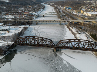 Bridges over a frozen river