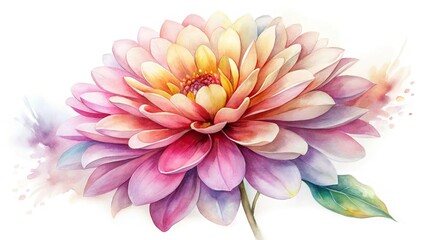 Fototapeta premium Low Light Watercolor Flower, Delicate Bloom, Soft Petals, Colorful, Night Photography, Artistic Floral
