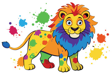 Lion multicolor digital illustration portrait.