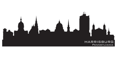 Harrisburg Pennsylvania city skyline vector silhouette