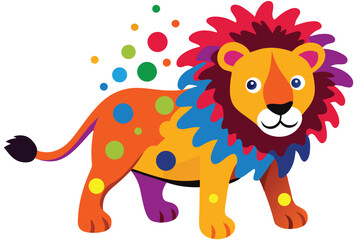 Lion multicolor digital illustration portrait.