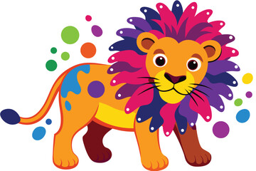Lion multicolor digital illustration portrait.