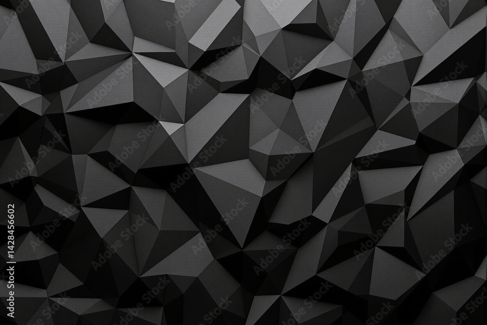 Poster abstract polygon pattern with sharp geometric facets, digital style, on a dark textured background, 