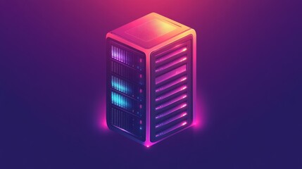 Colorful, stylized illustration of a server rack.