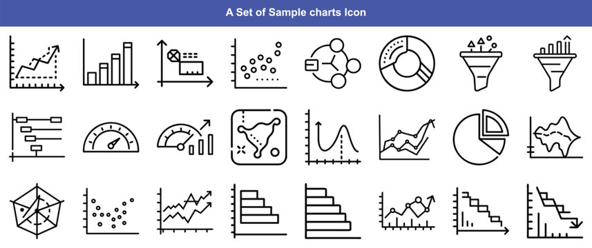 Sample Charts Line Icons Vector Graphic Set