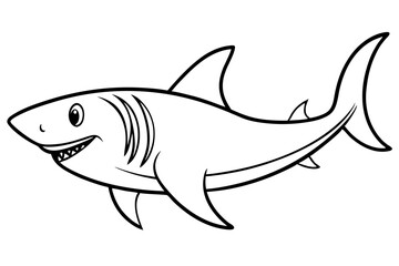 Shark line art vector illustration and white background