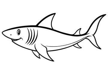 Shark line art vector illustration and white background