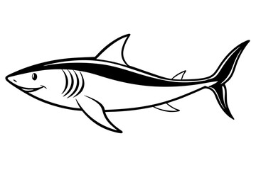 Shark line art vector illustration and white background