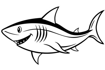 Shark line art vector illustration and white background