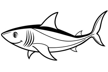 Shark line art vector illustration and white background