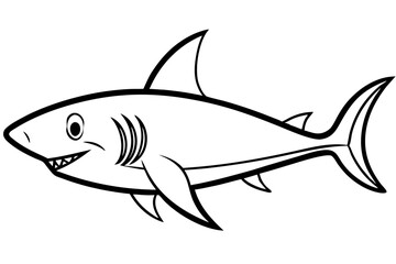 Shark line art vector illustration and white background