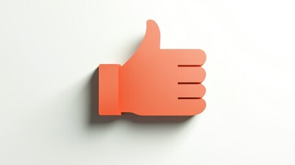 Coral-colored thumbs-up icon against a plain background.