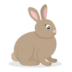 Cute rabbit in flat style. Vector illustration on white background.